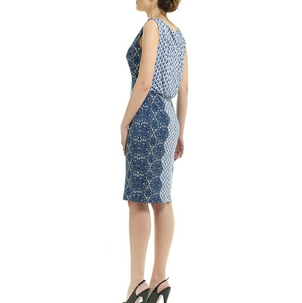 Tory Burch Blue Sheath Midi Dress Halter Neckline